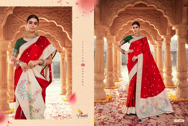 Pankh Platinum Silk Wedding Wear Heavy Saree Collection